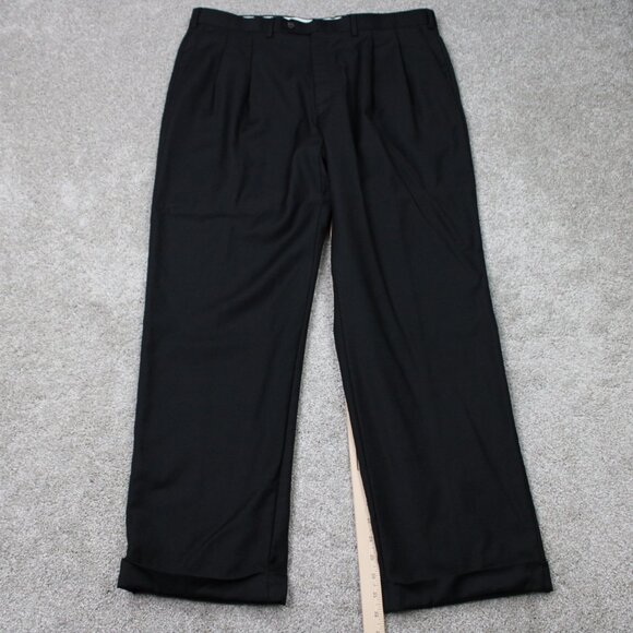 LAUREN Ralph Lauren Pants Mens 38x32 Black Wool/Cashmere Flat Front Cuffed - Picture 3 of 12